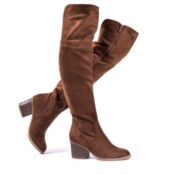 Sexy Stacked Block Heel Boots Over The Knee - Picture 2 of 6